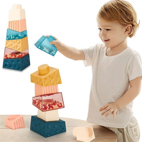 NBPOWER Baby Stacking Building Blocks Toys, Learning Educational Balance Blocks Toddler Toys ...