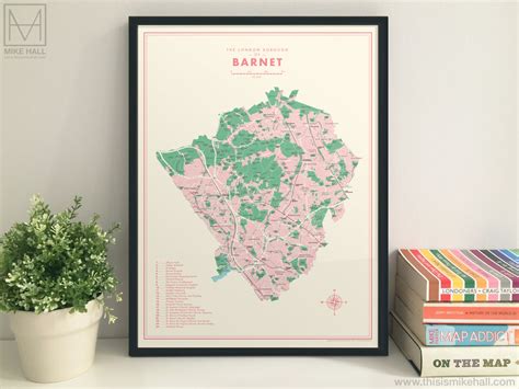 Barnet (London borough) retro map giclee print – Mike Hall Maps ...