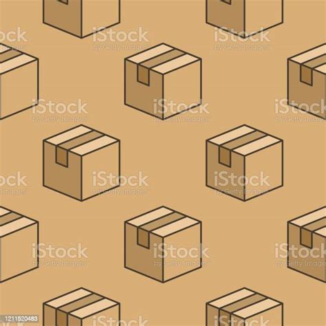 Delivery Box Background Cargo Package Seamless Pattern Various Open And