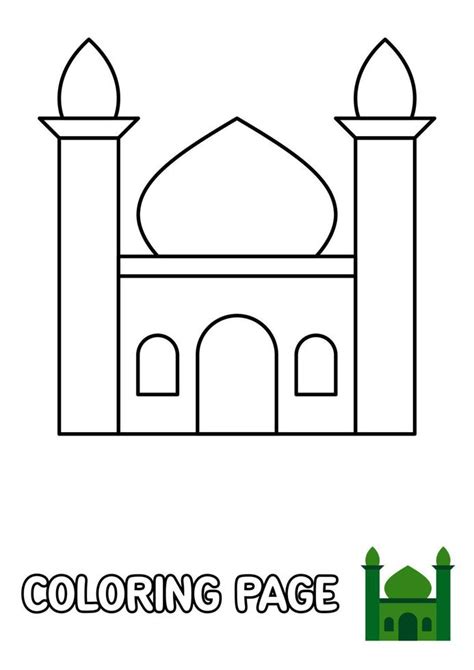 Coloring page with Mosque for kids 20808608 Vector Art at Vecteezy