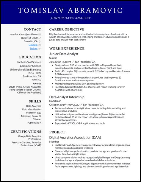 5 Junior Data Analyst Resume Examples [& Templates]