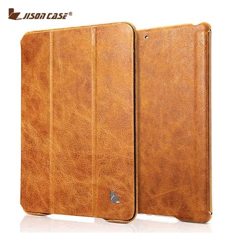 Jisoncase Vintage Smart Tablet Cover For IPad 9 7 2017 Genuine Leather