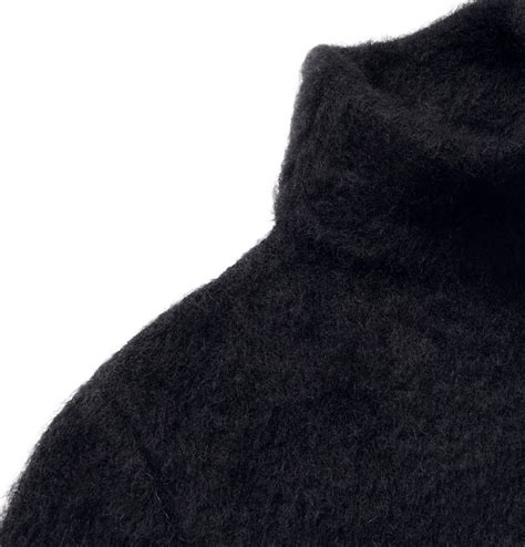 Saint Laurent Intarsia Mohair Blend Rollneck Sweater Black Saint