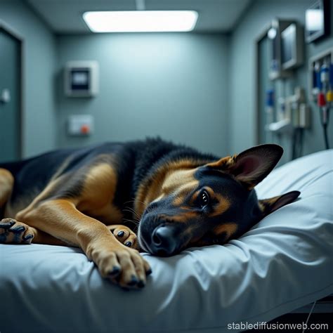 Heartbreaking German Shepherd in Veterinary Hospital | Stable Diffusion ...