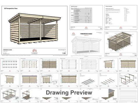 Firewood Shed Plans 8x16 Ft Diy 6 Cord Woodshed Etsy