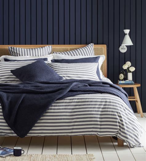 Coastal Stripe Navy 100 Cotton Duvet Cover Secret Linen Store