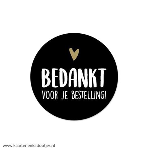 5 Stickers Rond 50 Mm Bedankt Voor Je Bestelling Zwart Kaarten En