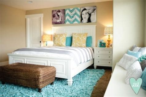 Aqua Teal Mustard Grey And White Master Bedroom So Fresh And Bright