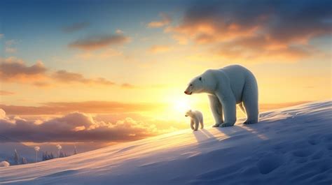 Premium Photo Majestic Polar Bear And Cub Roaming The Icy Norwegian