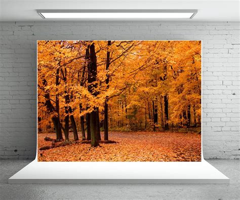 MOHome 5x7ft Golden Autumn Background Forest Photo Backdrop Maple