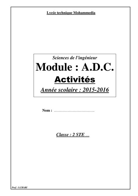 Solution Unite Adc Resume Et Exercices Et Travaux Diriges Et Activites