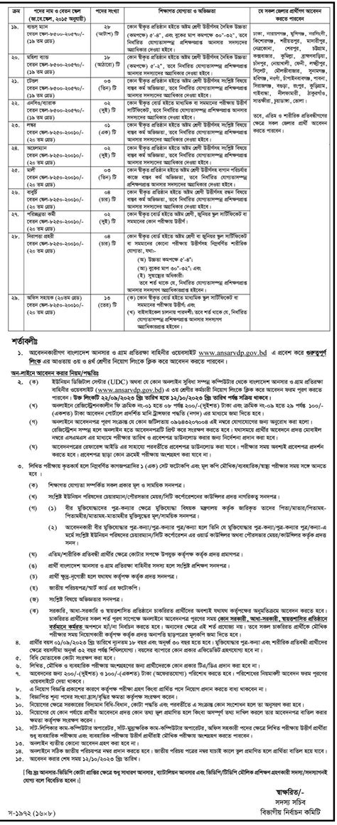 Bangladesh Ansar Vdp Job Circular Ansarvdp Gov Bd Apply Online