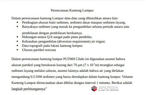 Perencanaan Kantong Lumpur Sipilpedia