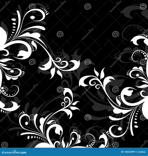 Black and White Floral Background Stock Vector - Illustration of leaf ...