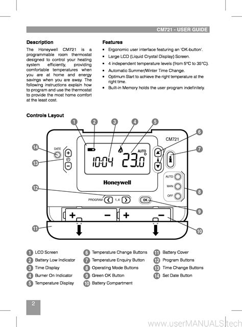 Honeywell Thermostat Cm727 7 Day Wireless Programmable Thermostat User Manual