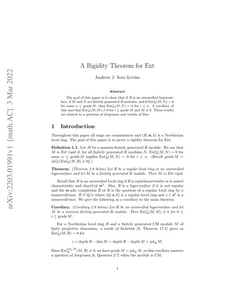 PDF A Rigidity Theorem For Ext