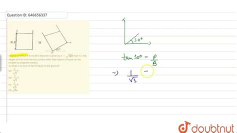 Velocity Of Efflux In Torricelli S Theorem Is Given By V Sqrt 2gh Here H Is The Height Of Hol