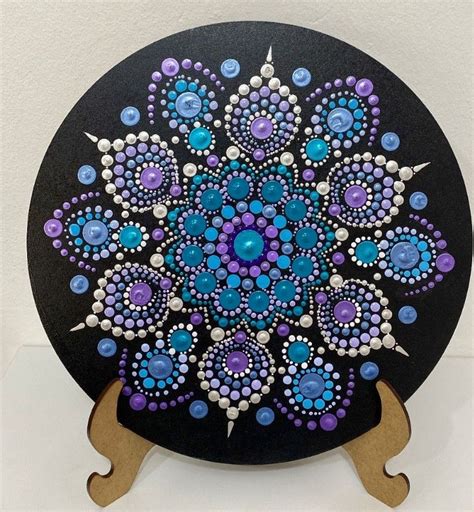 Mandala em pontilhismo 25 cm Galáxia Azul e Roxa