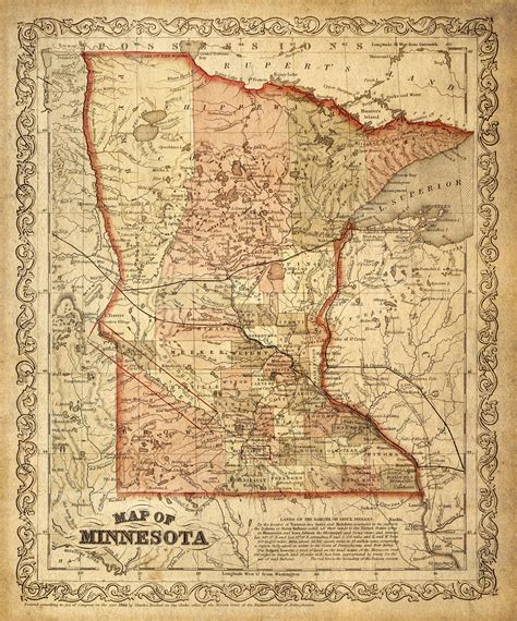 Map Of Minnesota 1860 Map Of Mn Vintage Maps Restoration Style Etsy