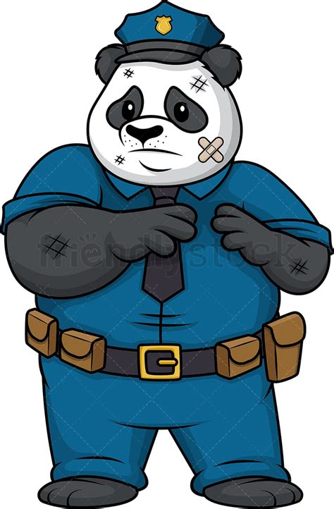 Panda Policeman Beaten Up Cartoon Clipart Vector - FriendlyStock