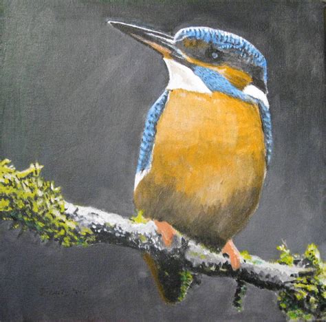 Kingfisher Perched On A Branch Painting By Artist Stanley Port