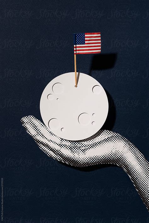 "Moon With USA Flag" by Stocksy Contributor "CACTUS Creative Studio" - Stocksy