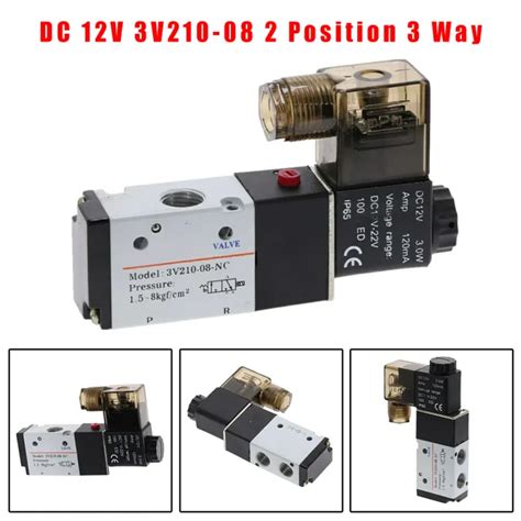 DC12V DC24V 3 Way 2 Position NC Pneumatic Air Solenoid Valve 1 4PT