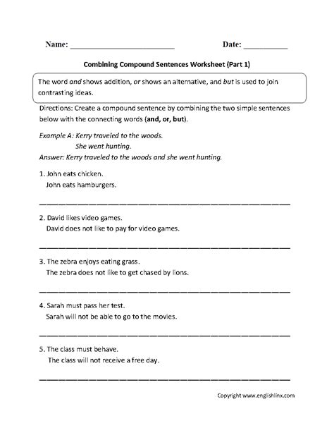 Combining Sentences With And Worksheets Combining Sentences