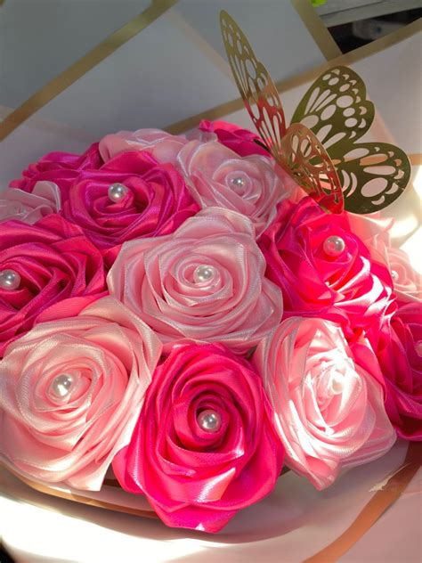 Rosas Eternas Ribbon Rose Bouquets Ribbon Flowers Bouquet