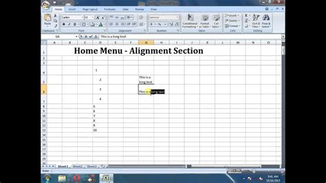 Ms Excel Tutorials Home Menu Alignment Section In Microsoft Excel Youtube