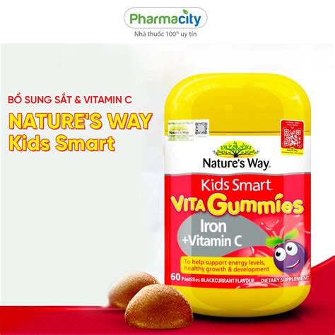 Bổ sung sắt vitamin C NATURE S WAY Kids Smart Hộp 50 viên