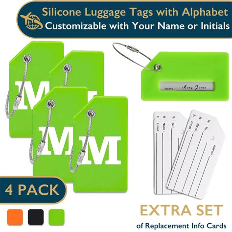 ComfiTime Luggage Tags with Alphabet– TSA Approved Silicone Luggage