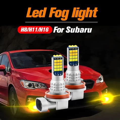 2pc H8 H11 H16 LED Fog Light For Subaru Forester SJ SK 2013 2019 WRX