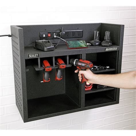 Power Tool Storage Rack 760mm With Power Strip Ap30srbe Sealey