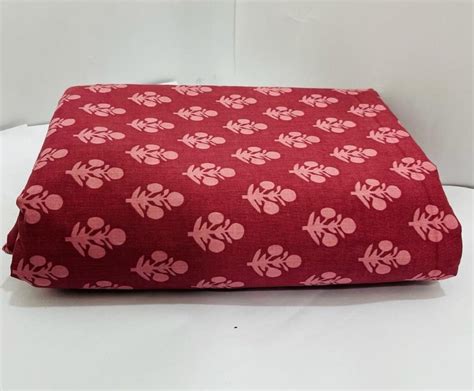 Red Cotton Hand Block Printed Fabric At Rs Meter Printed Cotton