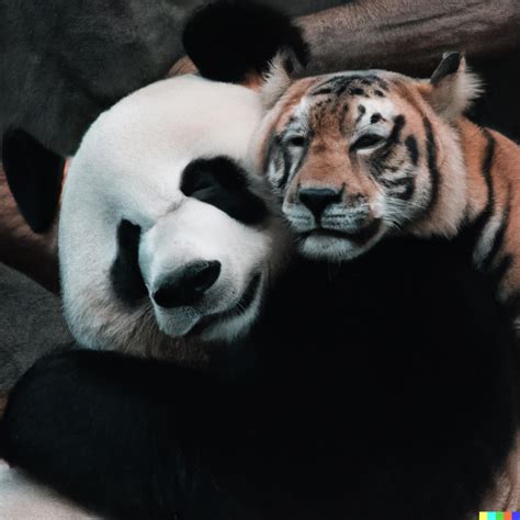 panda  tiger hugging   mujascha  deviantart