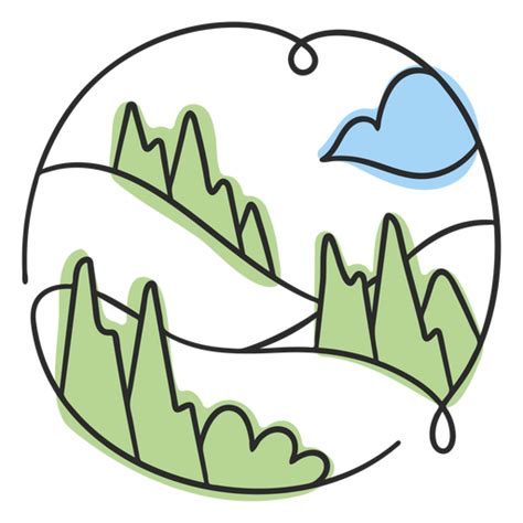 Diseño Png Y Svg De Naturaleza Paisaje Colinas Y árboles Doodle Para