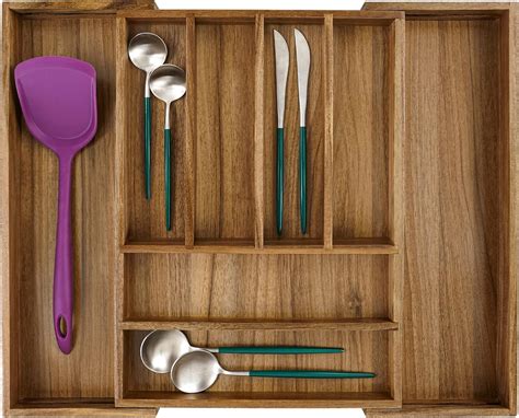 Amazon Utoplike Pcs Bamboo Adjustable Kitchen Drawer Dividers