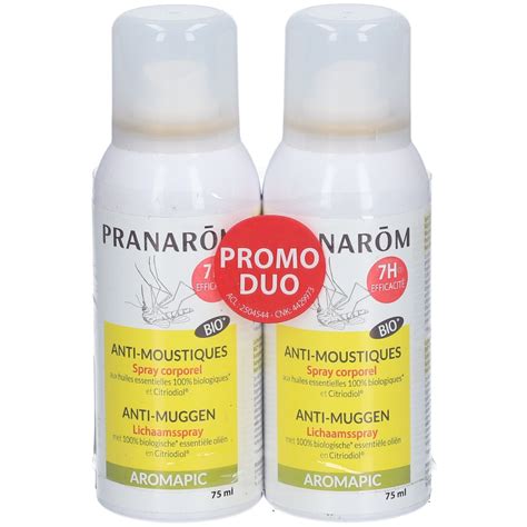 Pranarôm Aromapic Spray Corporel Anti Moustiques Bio 2x75 ml Farmaline