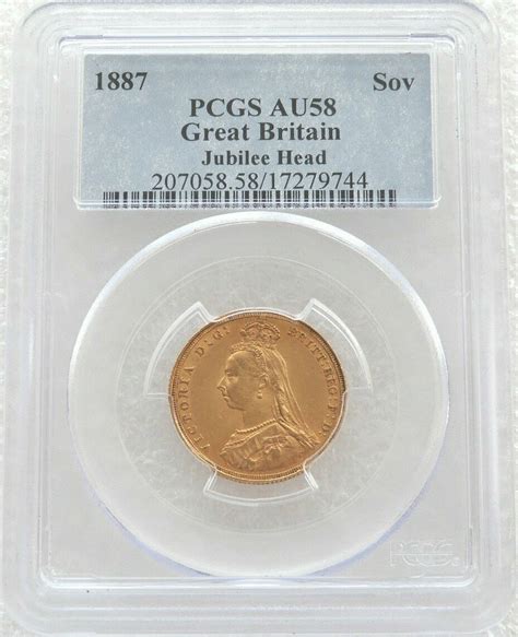 1887 Victoria Full Sovereign Gold Coin Pcgs Au58