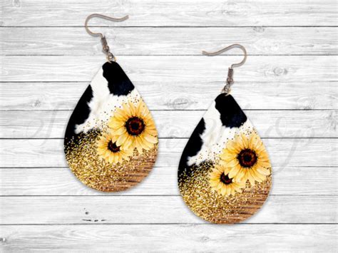 Sunflower Glitter Earring PNG Graphic By ShawaShop Creative Fabrica