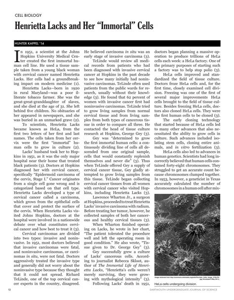 Henrietta Lacks and Her “Immortal” Cells