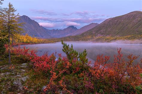 Hd Wallpaper Autumn Clouds Trees Landscape Mountains Nature Fog