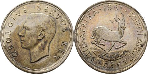 Südafrika 5 Schilling 1951 Georg VI 1936 1952 aEF MA Shops