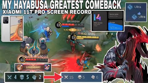 MYTHIC HAYABUSA GAMEPLAY EPIC COMEBACK SCREEN RECORD USING XIAOMI