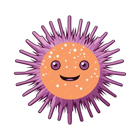 Premium Vector Sea Urchin Cute Funny Cartoon Kawaii Clipart Colorful