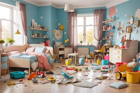 Chambre D enfants En Désordre Avec Meubles Et Objets D intérieur Avant