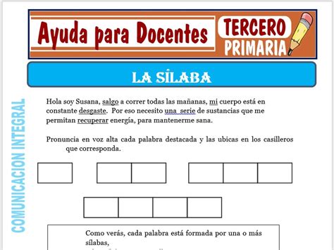 Las Silabas La Silaba Lengua Tercero Primaria 8 Anos Aulafacil