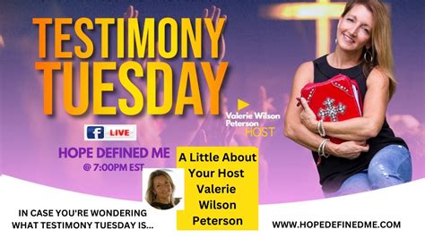 Testimony Tuesday A Little About Your Host Valerie Wilson Peterson