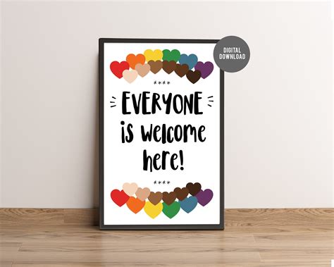 Everyone is Welcome Here: Digital Download Poster Rainbow | Etsy